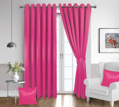 Fuchsia Pink Blackout curtains  Eyelet Ready Made Pair & 2 Tie Backs