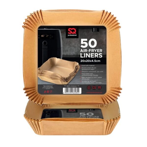 SQ Professional Kitchen Baking Brown Paper Air Fryer Liners Square 20 x 20 x 4.5 cm 50pcs 10613